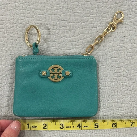 Tory Burch Teal Key & Card Holder with Gold Accents - Picture 8 of 9